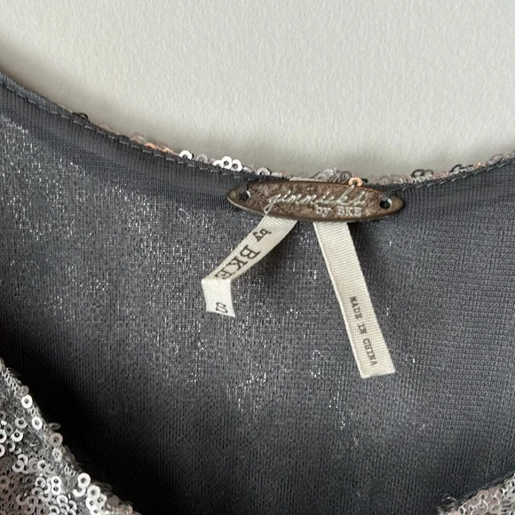 BKE Top Green and Silver Sequin and Sheer Tank Top Size Small - Picture 2 of 4